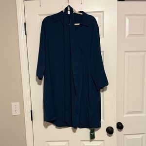 Longflow Teal Button-Front Tunic Dress